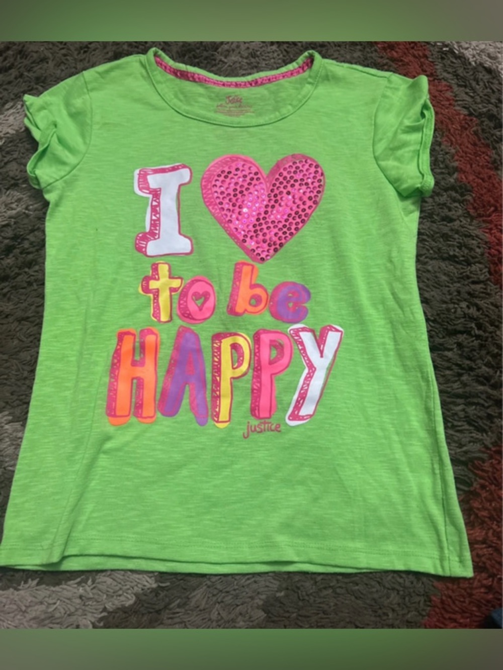 Justice girl’s green shirt size 14